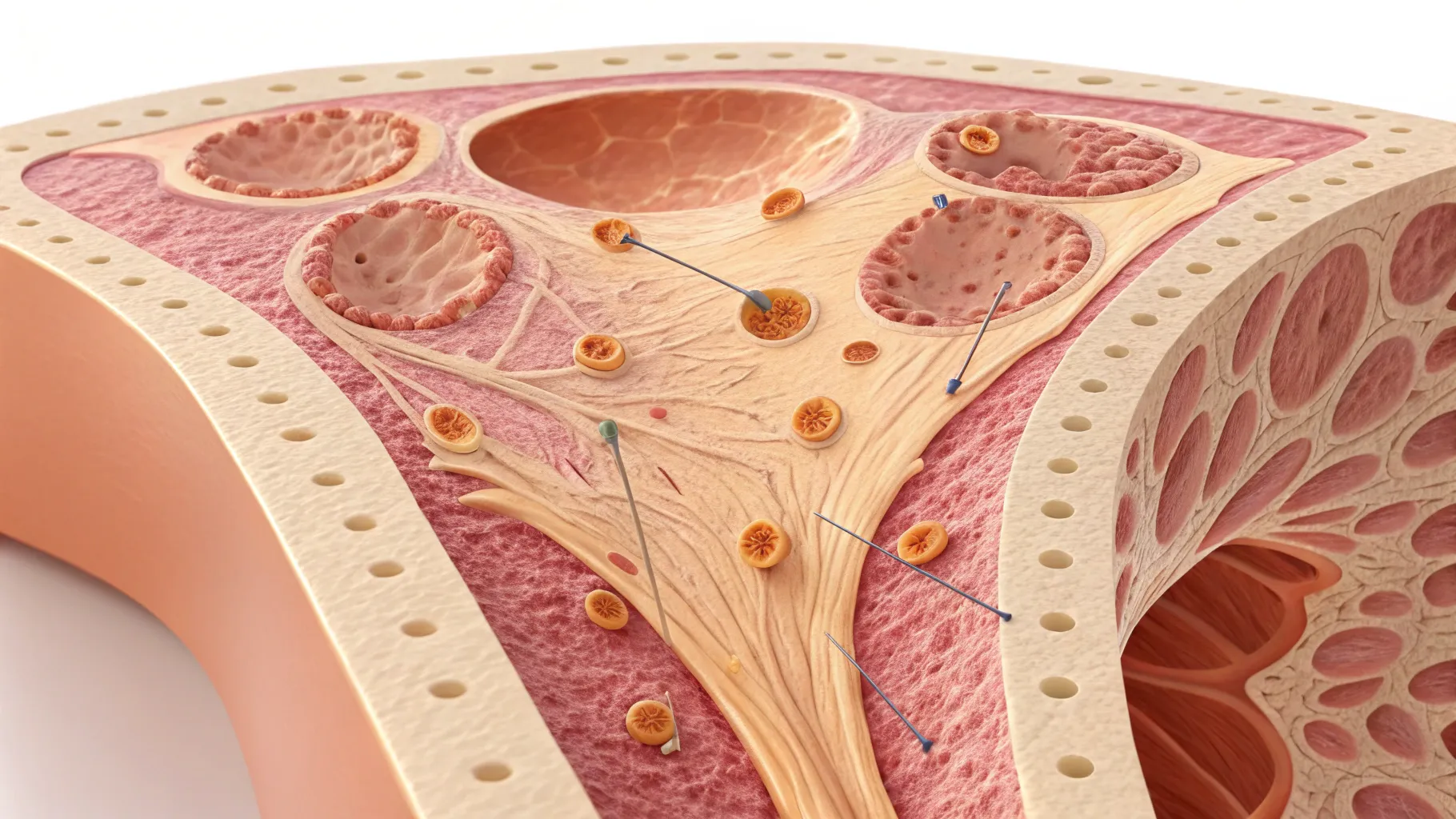 A close-up, detailed illustration of healthy and abnormal vulvar skin textures, emphasizing changes that could indicate early signs.