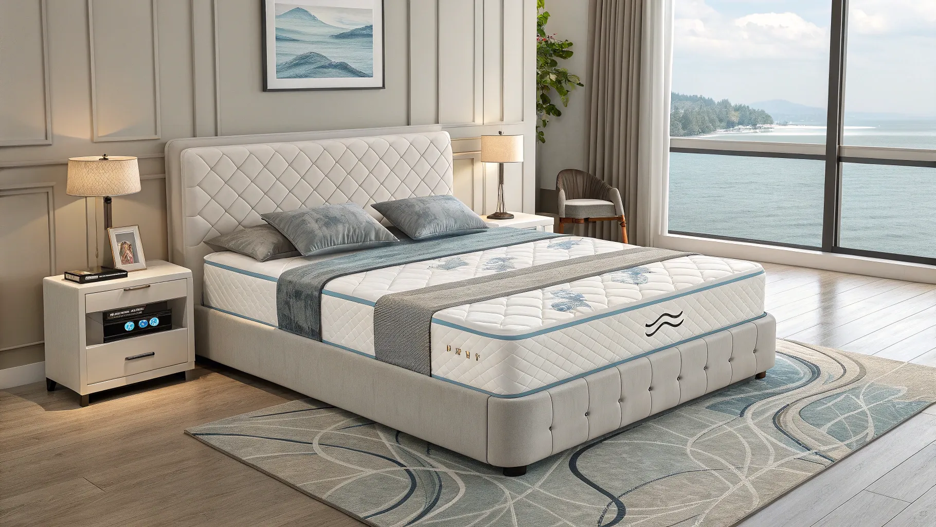 Is water bed good for you? A modern space showcasing a high-tech water bed.