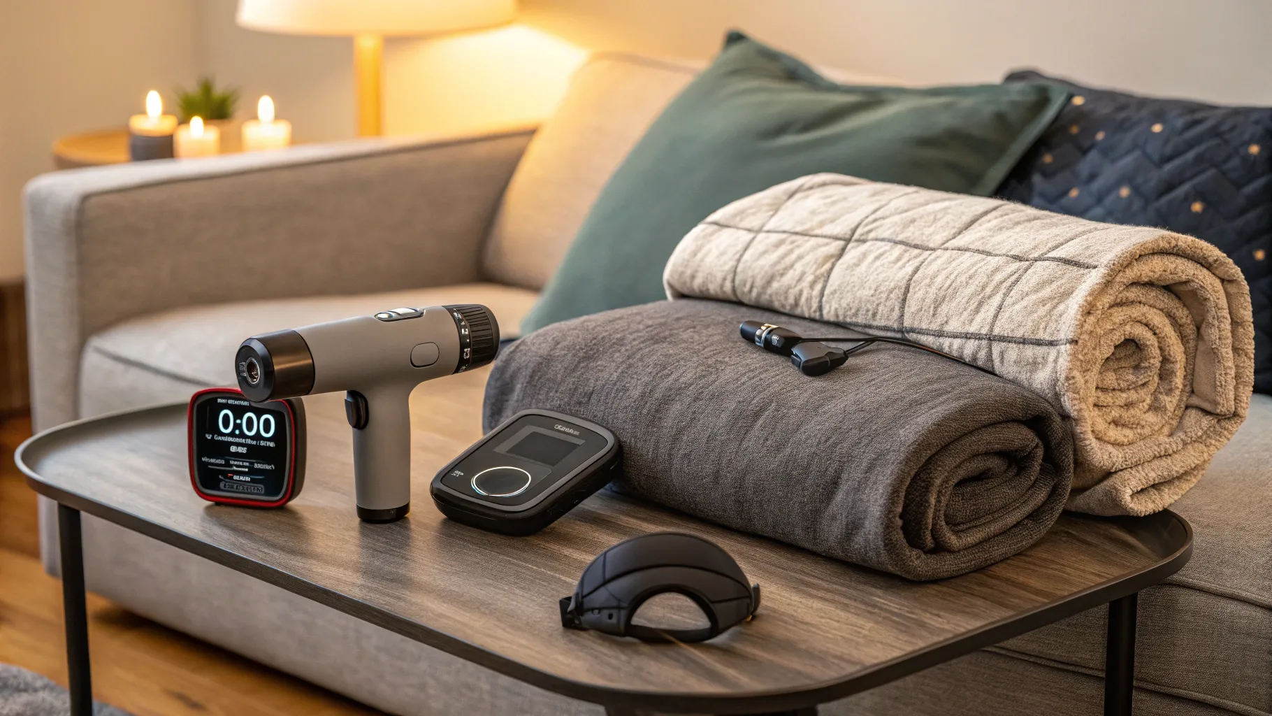 Wellness Devices for Men Over 40 enhance comfort in a relaxing living room setting.