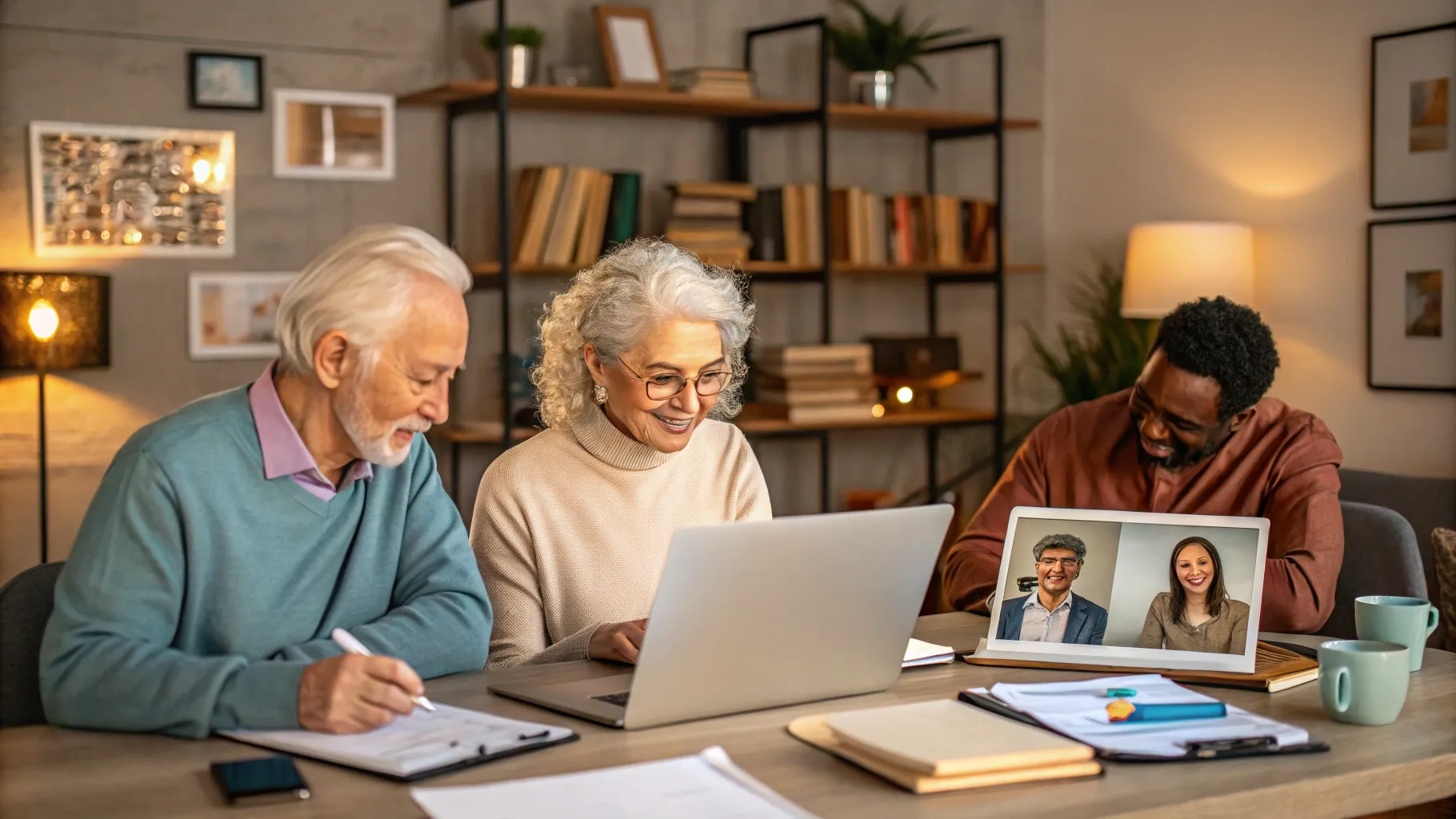 Top 5 mejores empleos mejor pagados para personas mayores: vibrant workspaces showcasing seniors.