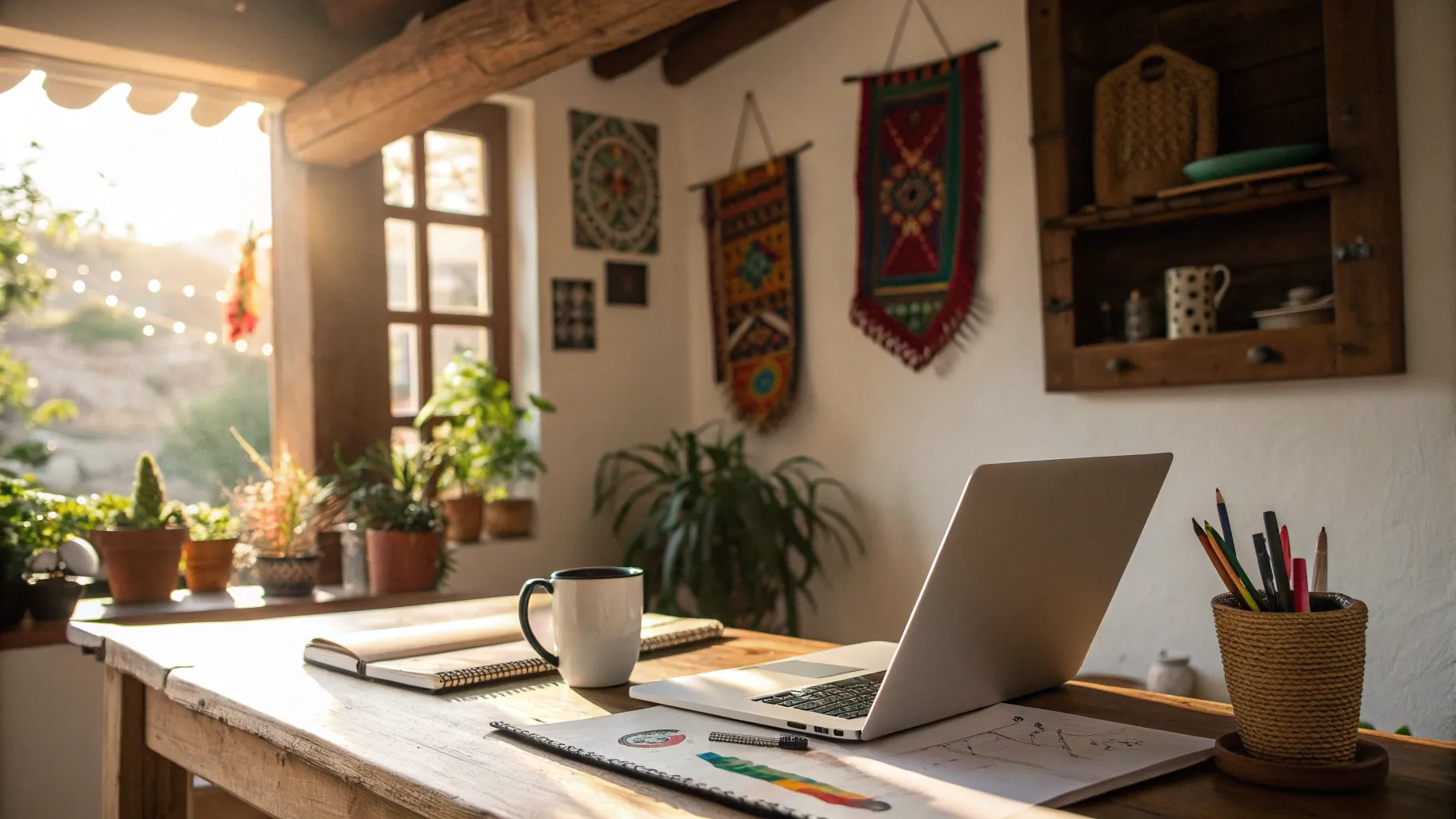 Trabajos desde casa en México para empresas de Estados Unidos in a cozy home office.