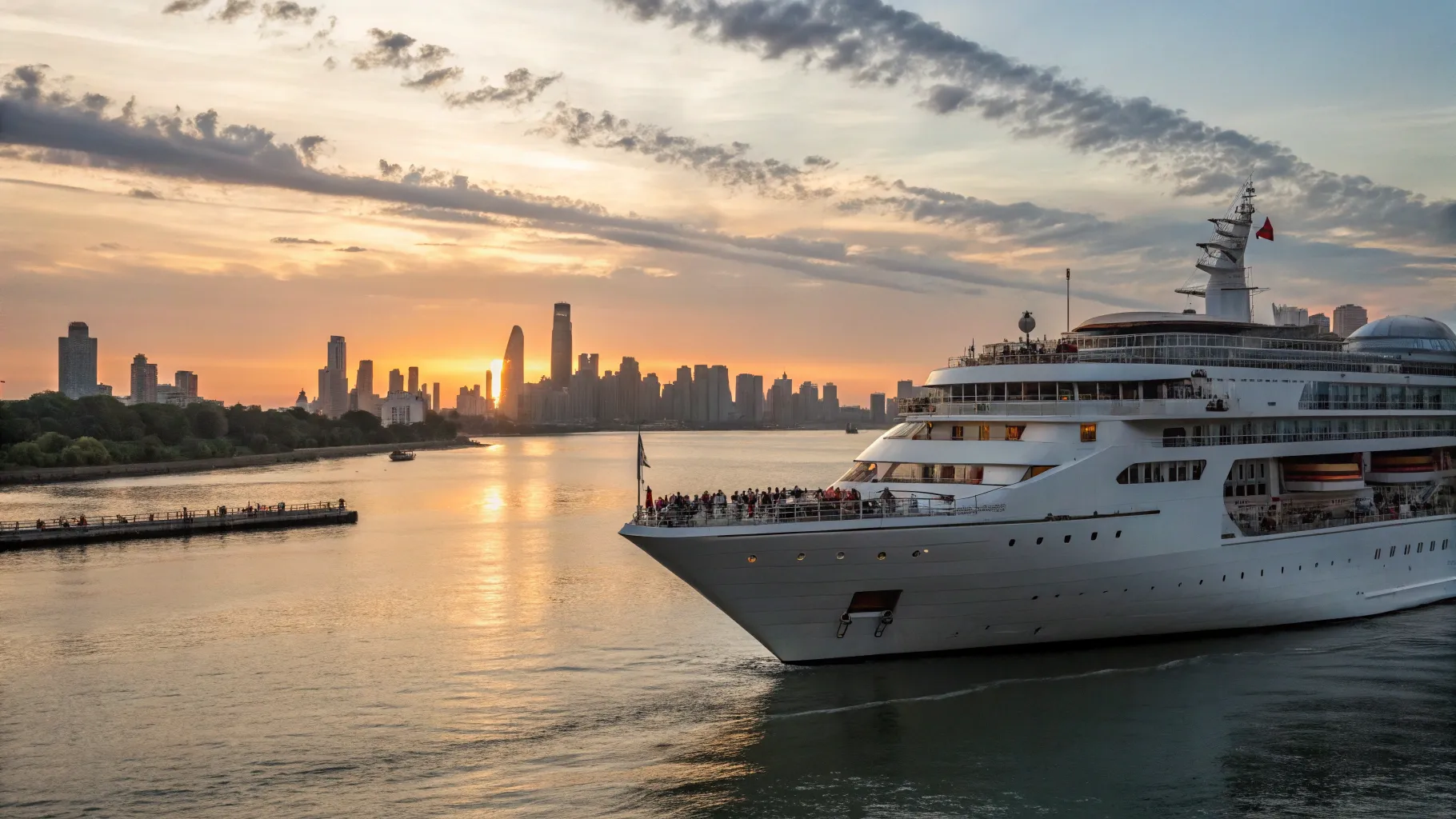 Majestuoso crucero partiendo del <strong>puerto de Buenos Aires cruceros</strong> al atardecer