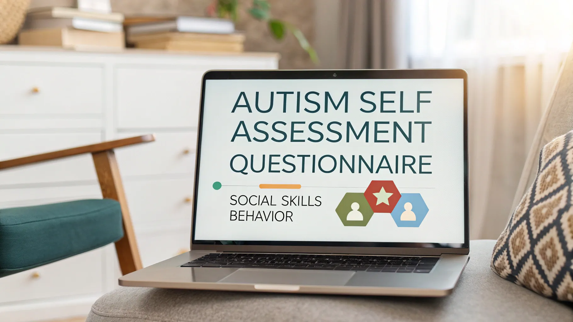 Tu guía para realizar un test de autismo en línea: a laptop with assessment questions.