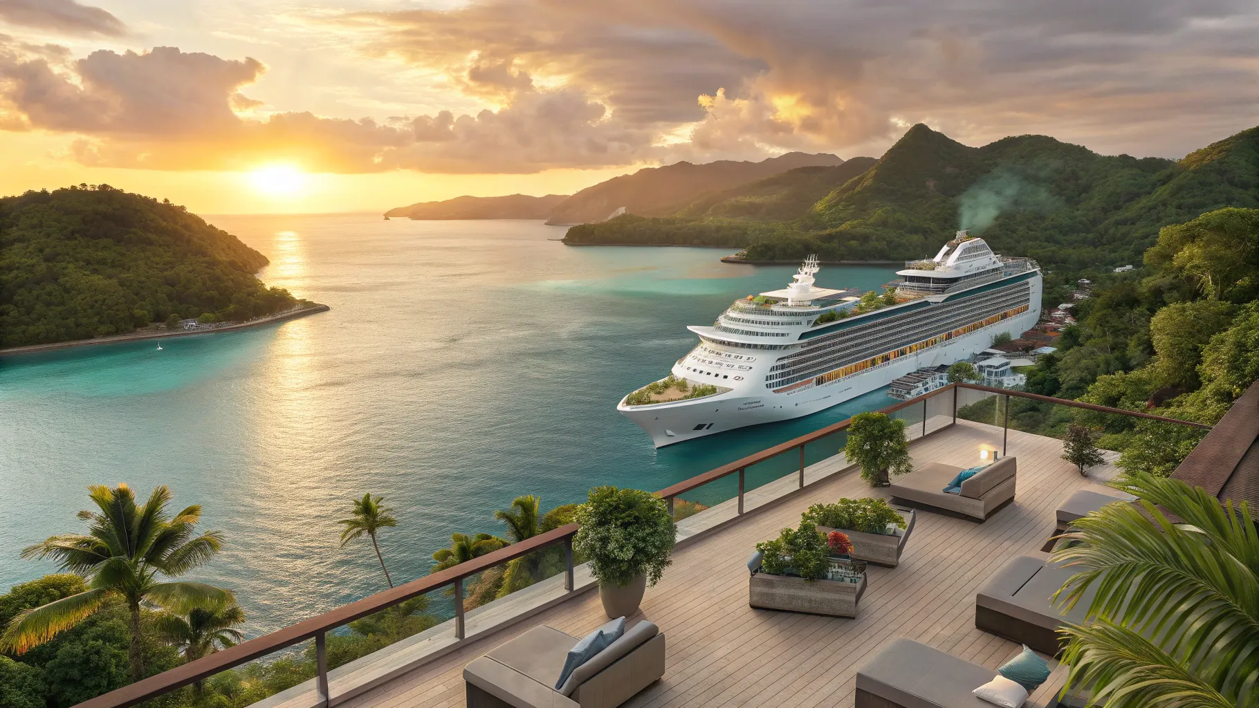 Saveurs des Caraïbes : Marseille à Cuba, Salsa et Détente - Luxurious cruise with sunset.