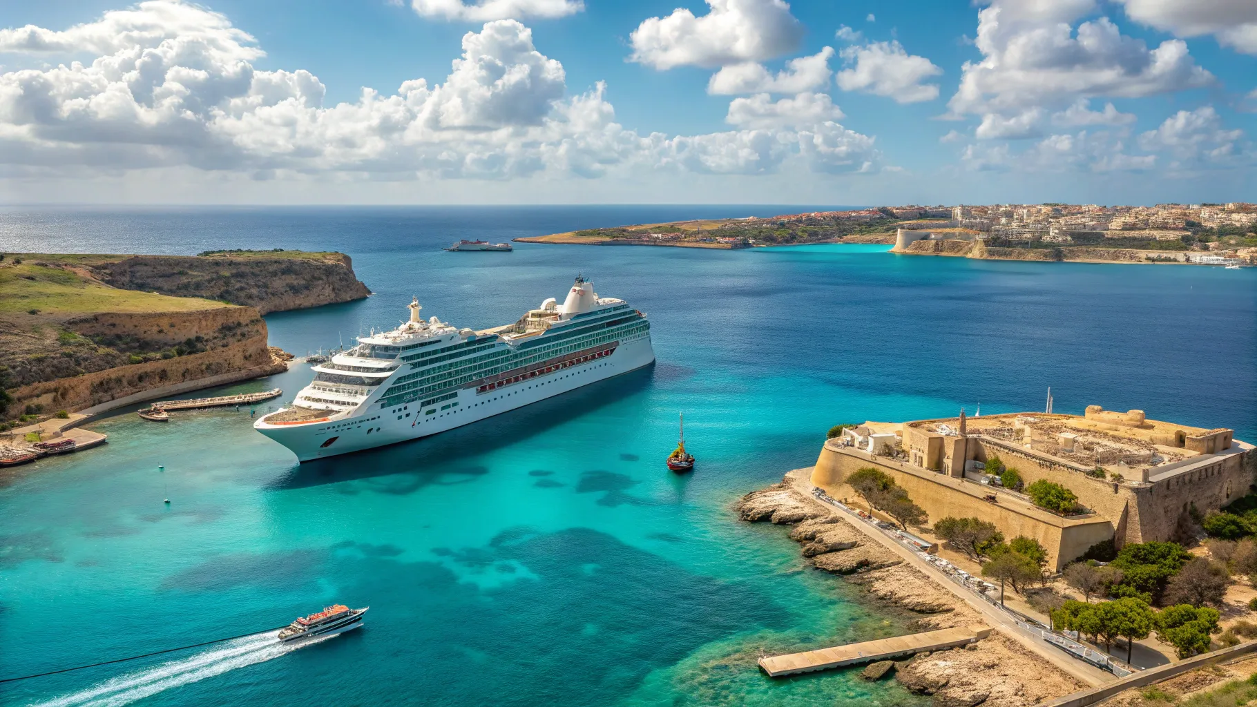L’Île Mystérieuse : Marseille-Malte, Joyau Méditerranéen - Stunning Mediterranean cruise scene.