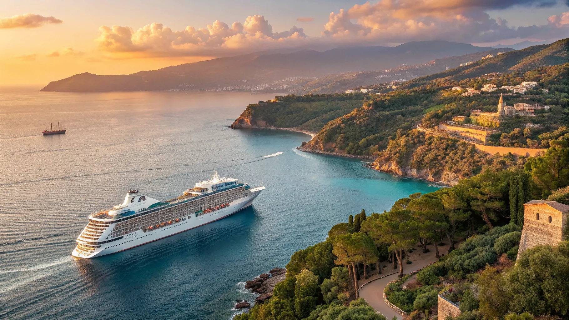 Cap sur l’Exotisme : Marseille–Maroc en Croisière with a luxurious ship on azure waters.