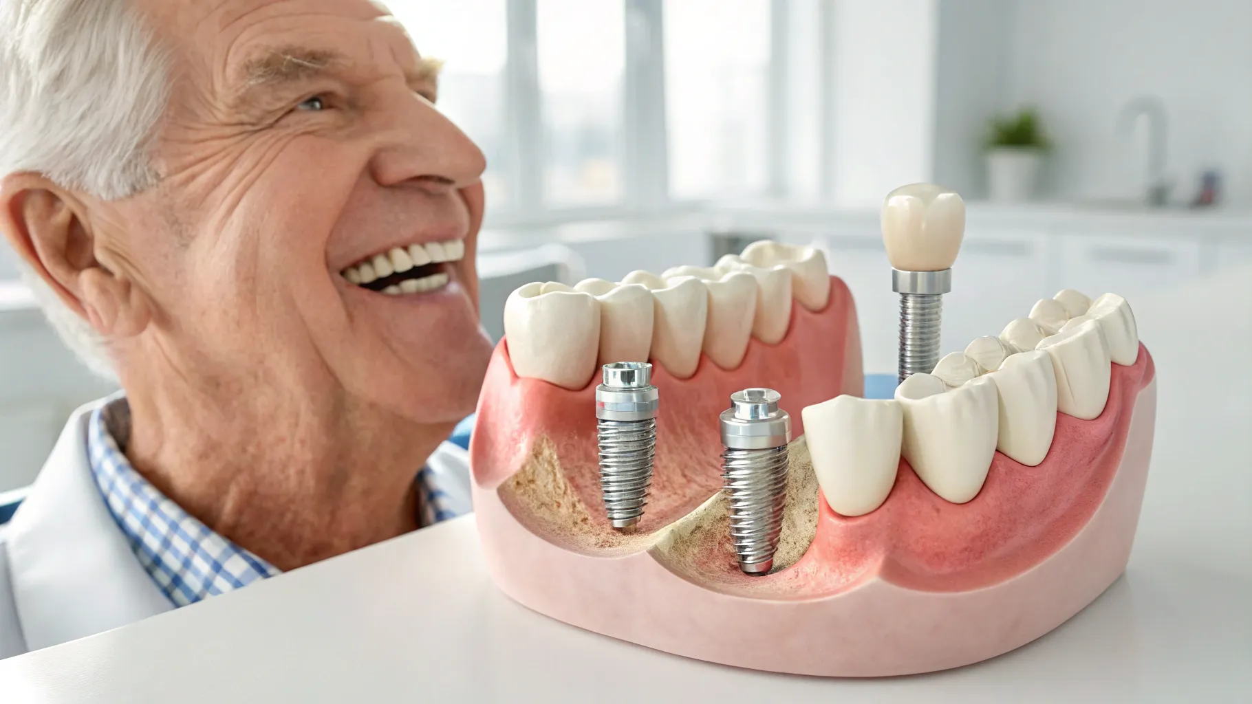 Implants dentaires sans vis pour les personnes âgées enhancing dental health and comfort.