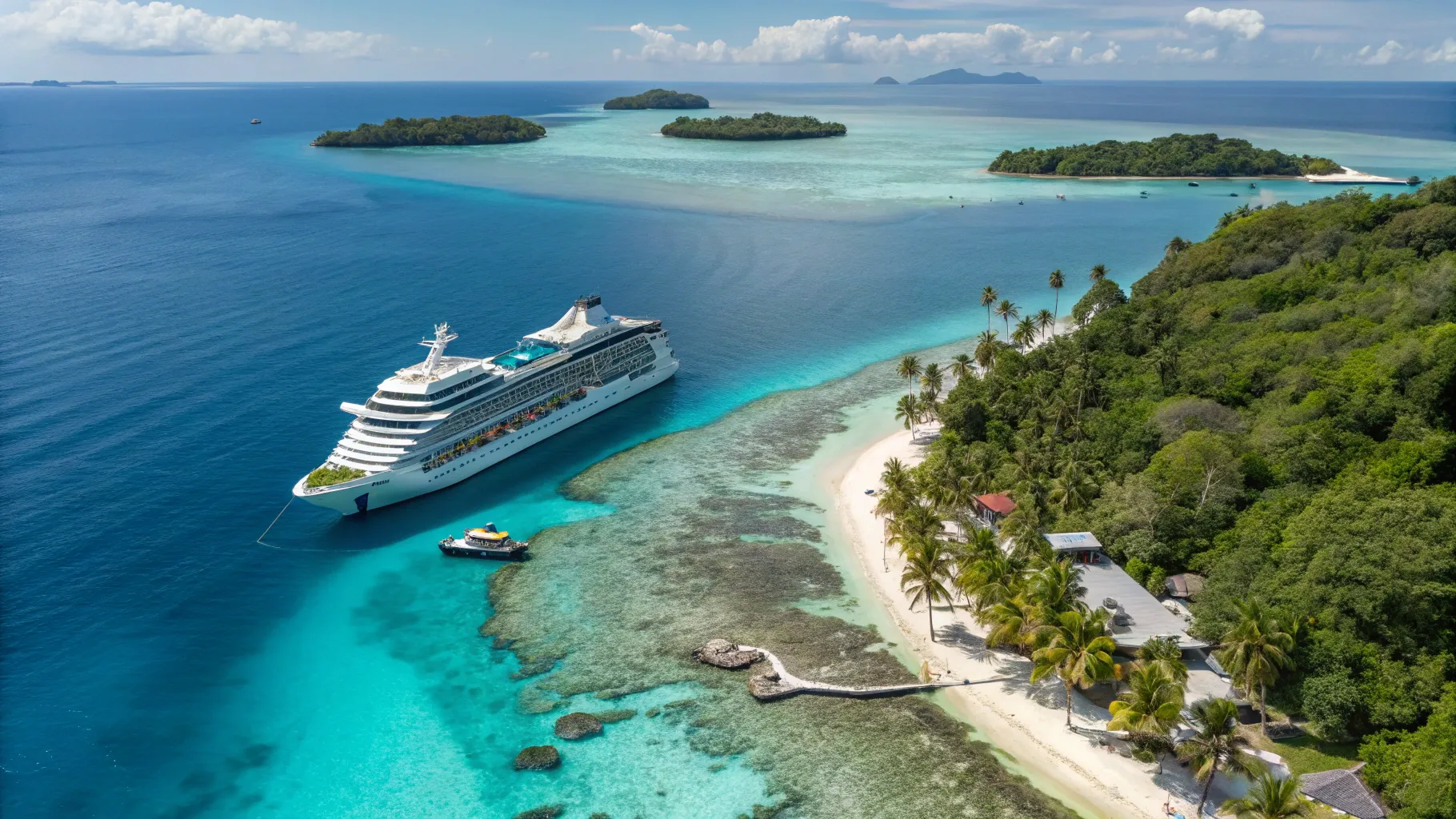 Crociere in Thailandia 2025/2026 Volo Incluso with a luxury cruise amidst tropical scenery.
