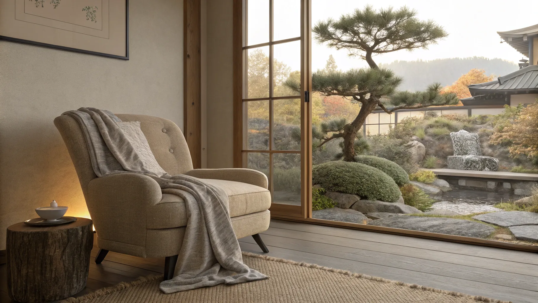 Comprendere l'ansia: 10 segnali chiave da riconoscere, depicting a peaceful, calming room.