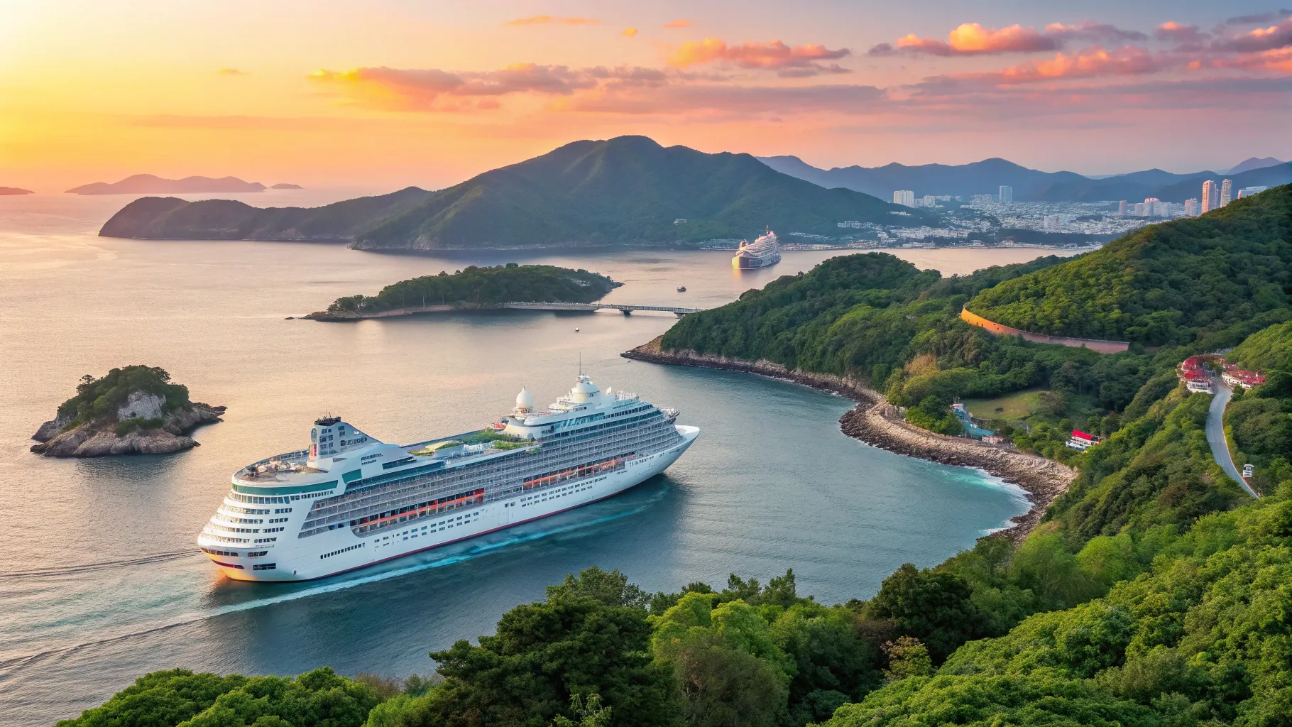 2025年オールインクルーシブの韓国＆日本沿岸クルーズパッケージ, scenic coastal view.