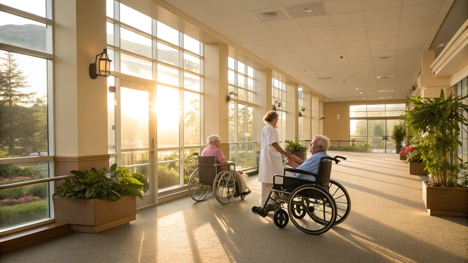 50歳以上 看護助手認定 Caring interactions in a welcoming healthcare facility.