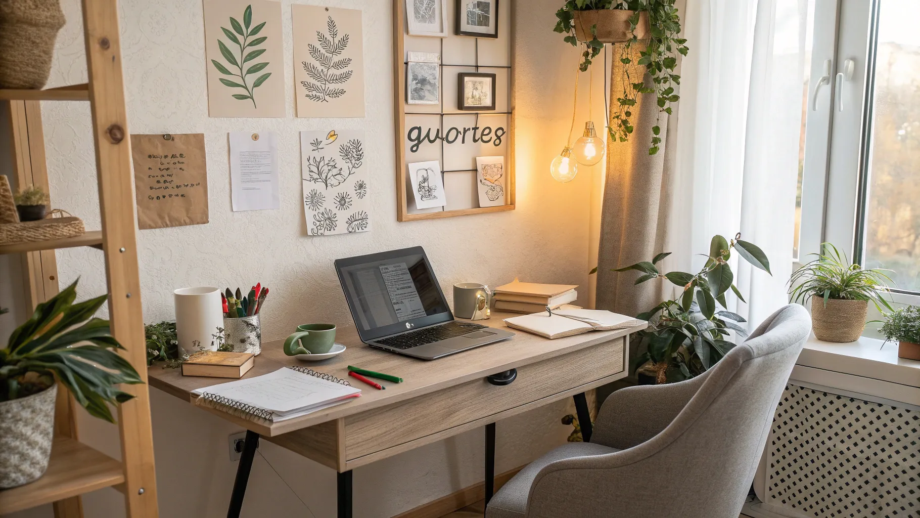 柔軟なコンテンツライティングの仕事 with a cozy home office setup.