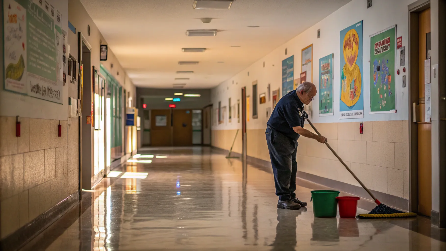 シニア向け学校用清掃員の仕事 enhancing a clean and welcoming school environment.