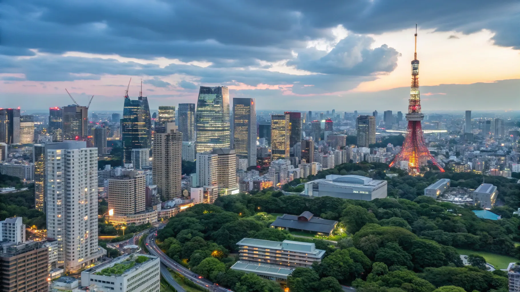 不動産投資 encompasses a vibrant city skyline with diverse buildings and landscapes.