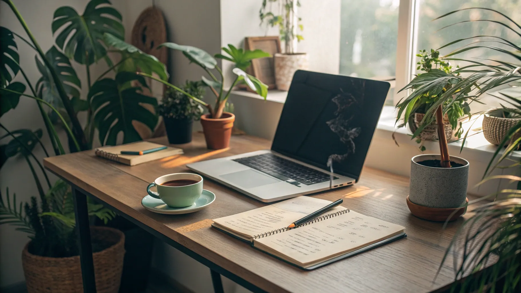 在宅勤務の機会を探る:日本で最も高収入なリモート職種; A serene home office environment.