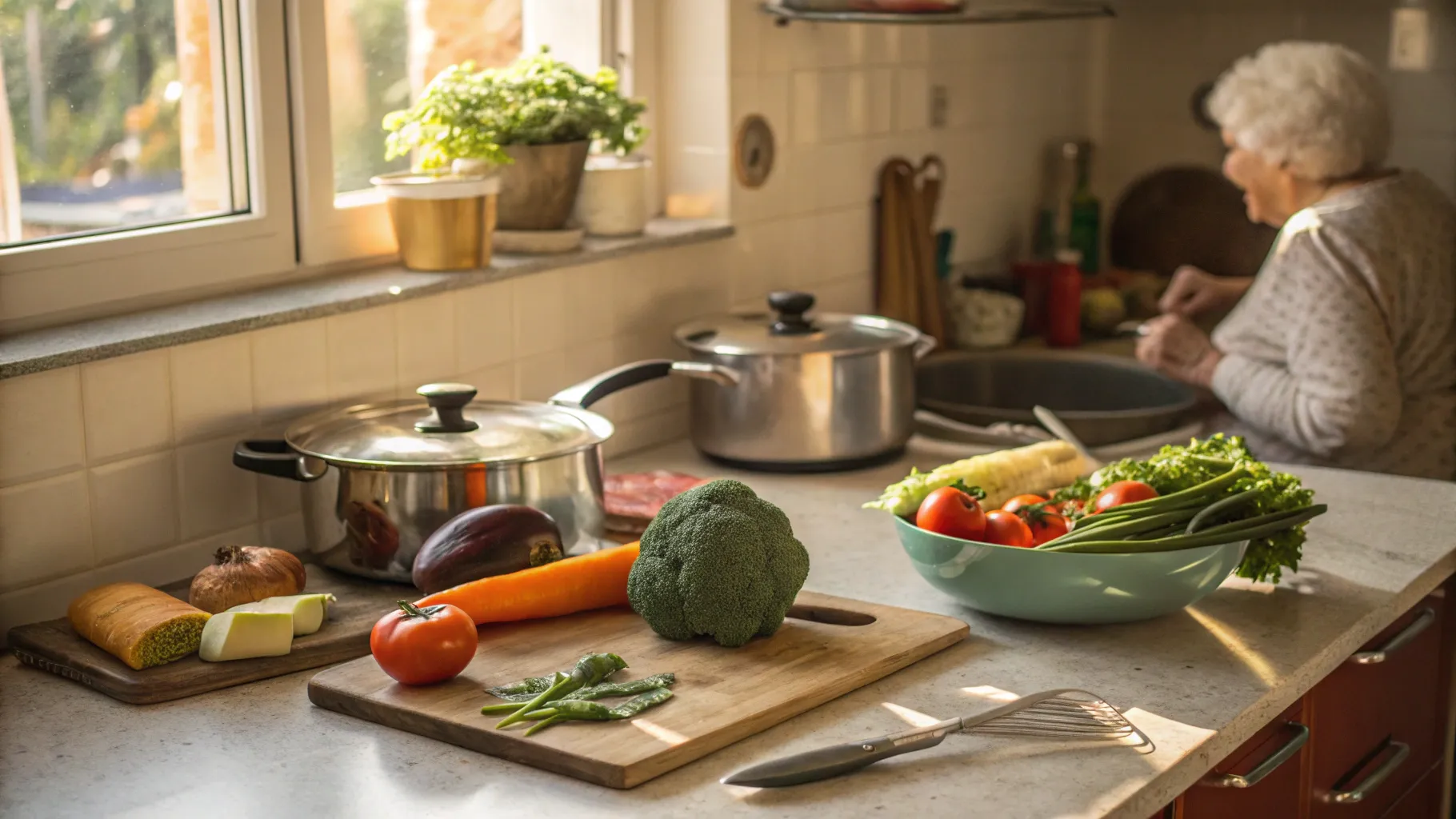 Kitchen Helper Jobs for Seniors involve collaborative cooking and food preparation.