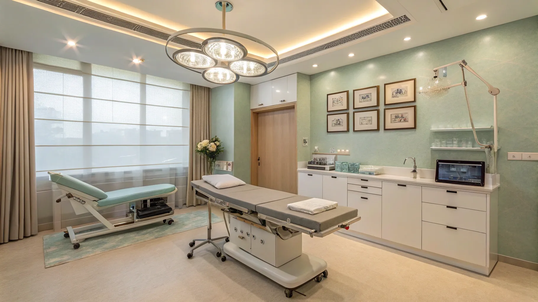 Blefaroplastia de Pálpebras Superiores – Rejuvenesça Seus Olhos e Pareça Mais Jovem: Aesthetic surgery room with calming ambiance.