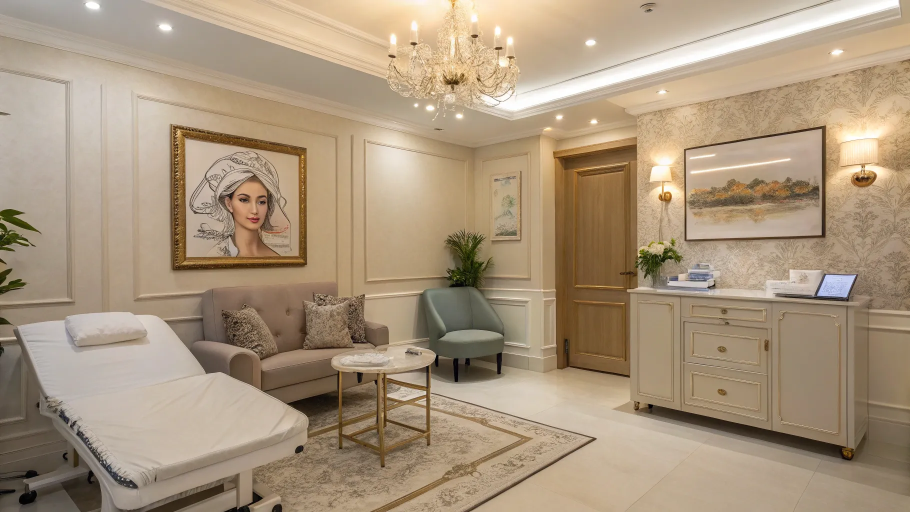 Qual a Idade Recomendada para o Facelift? A soothing cosmetic surgery clinic atmosphere.