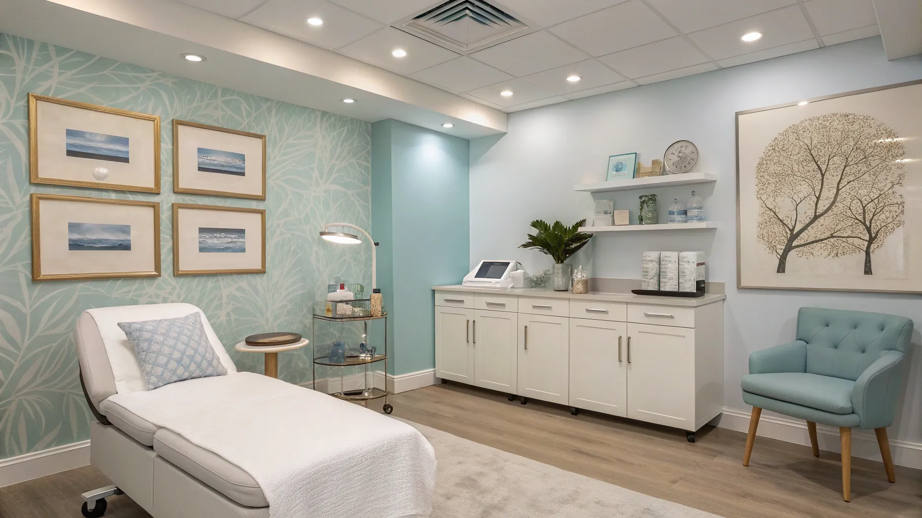 Lifting Facial com Preenchimento Após os 50 – Rejuvenescimento Natural do Rosto: Aesthetic clinic interior.