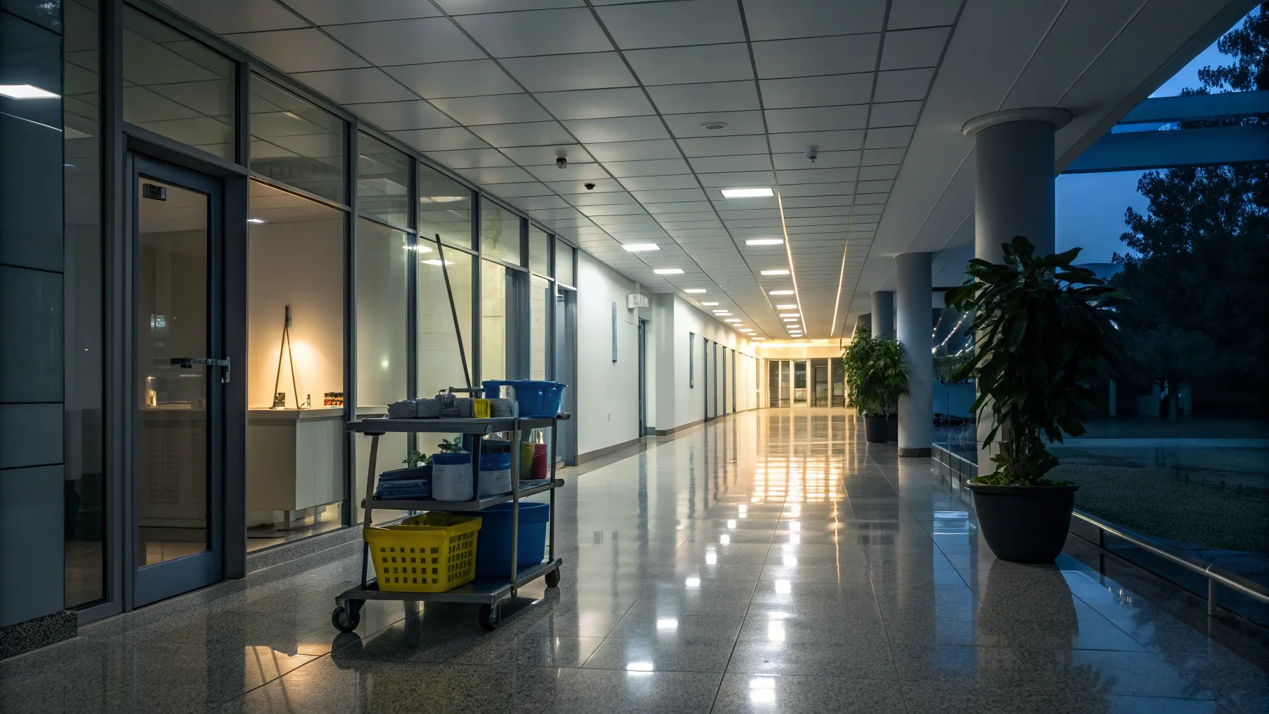 Oportunidades seguras e confiáveis em trabalhos de limpeza noturna para idosos em escritório.