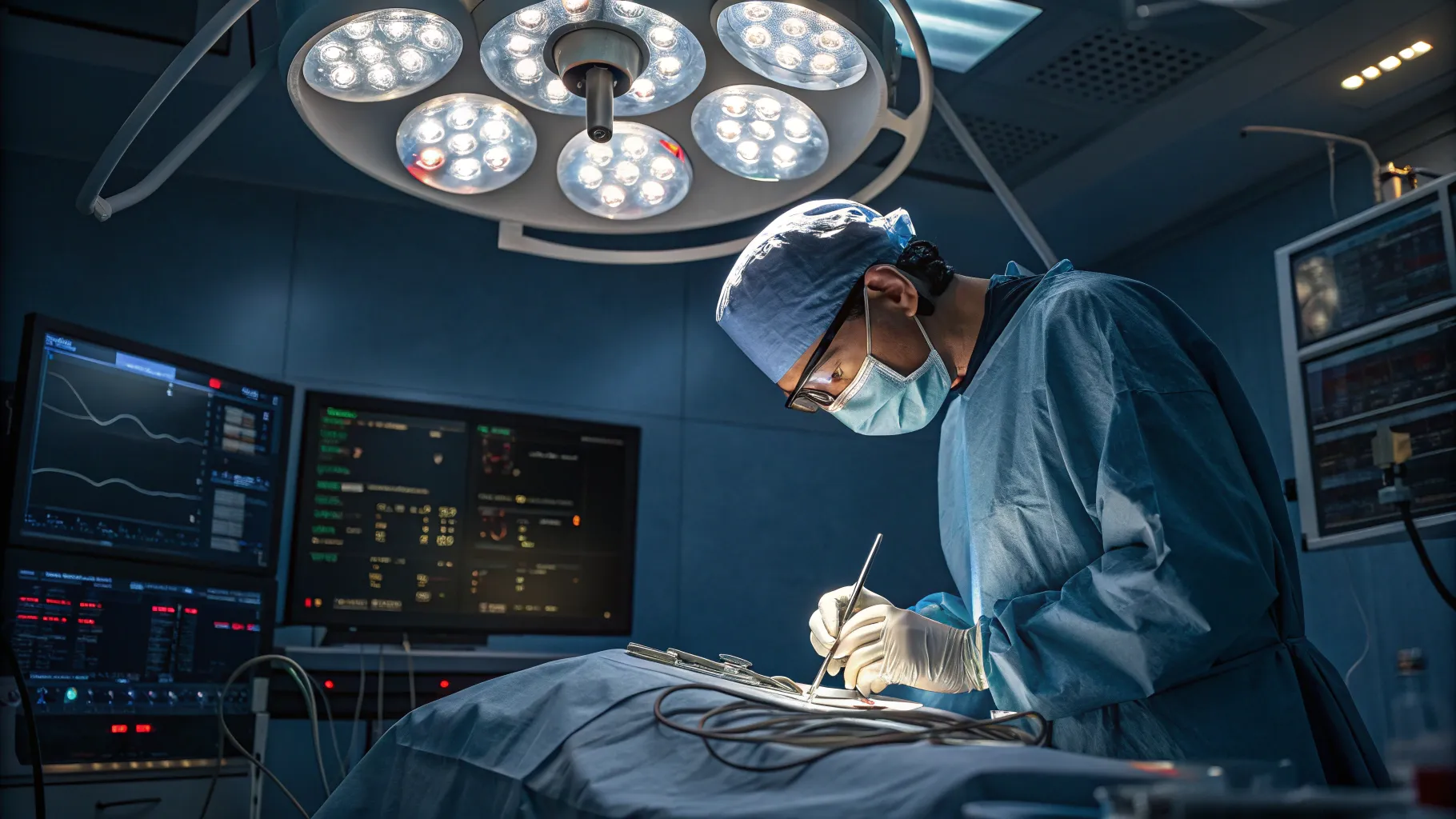 förväntad livslängd efter bypass vs stent och överlevnadsnivåer: surgical scene in an OR.