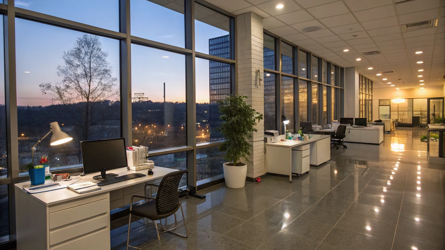 Emekliler İçin Akşam Ofis Temizliği İşlerini Keşfedin: A clean evening office environment.