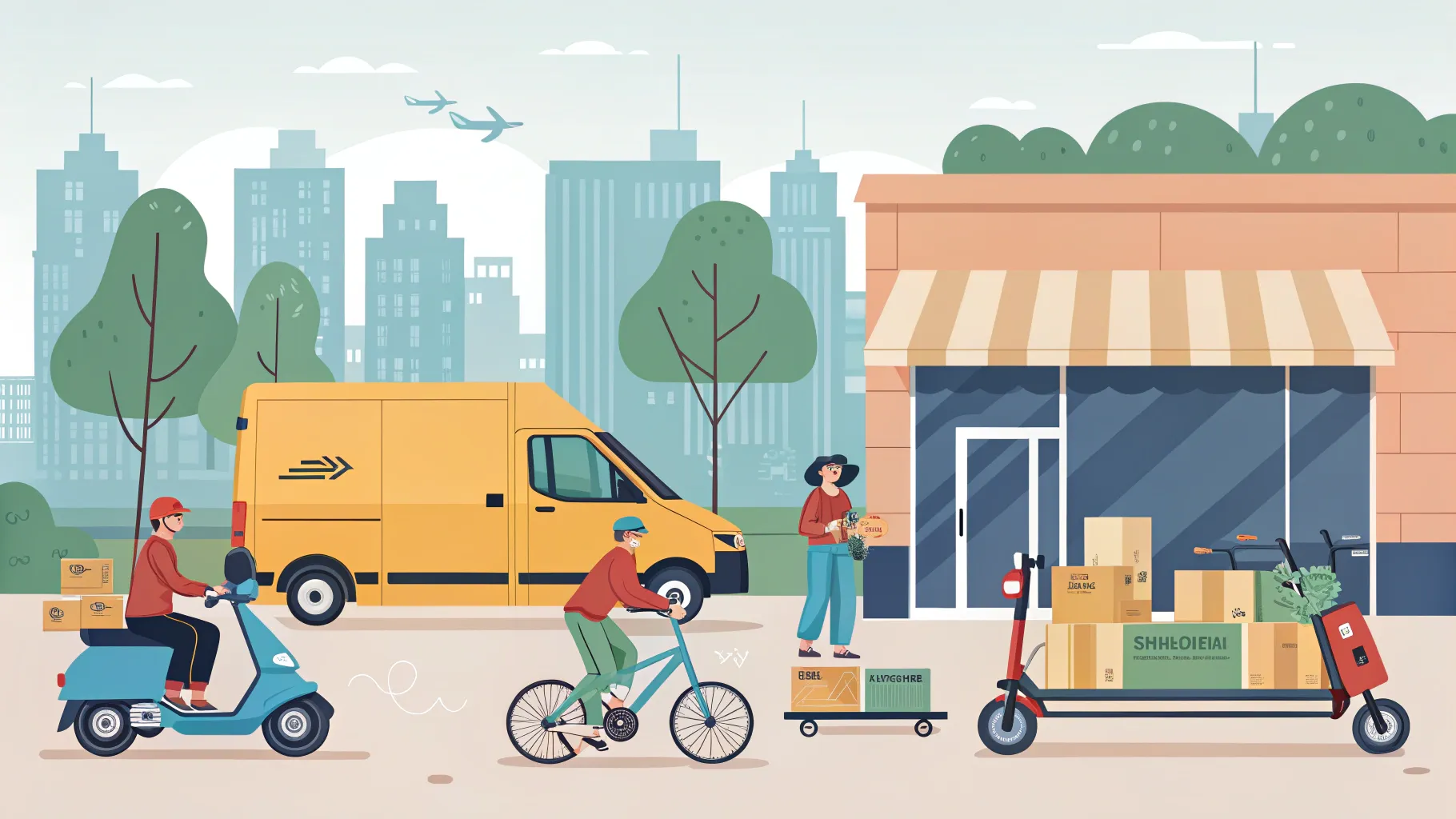 2025年送货工作类型全解析: Diverse delivery drivers in an active urban environment.